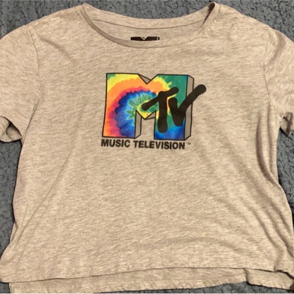 Music Television Grey Cropped Sized Small T Shirt
